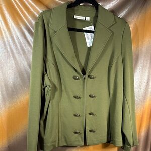 Susan Graver‎ XL Double-Breasted Olive Blazer. Box L